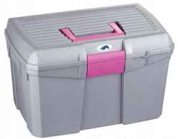 SKRZYNKA JEŹDZIECKA NA SZCZOTKI DLA KONIA SZARA