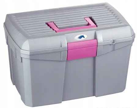 SKRZYNKA JEŹDZIECKA NA SZCZOTKI DLA KONIA SZARA