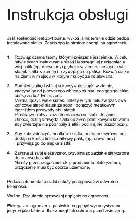 PASTUCH PREMIUM SIATKA NA DRÓB PTAKI 112CM ELEKTRYCZNA