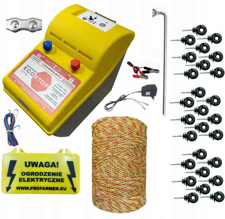 ZESTAW DO OGRODZENIA ELEKTRYCZNEGO KOMPLET PASTUCH NA PSY KONIE