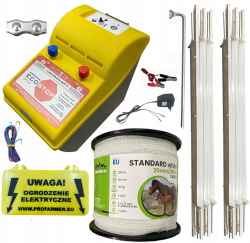 KOMPLETNY ZESTAW PASTUCH ELEKTRYCZNY NA KONIE KROWY