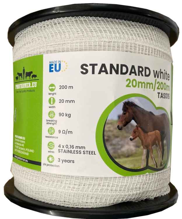 TAŚMA BIAŁA DO PASTUCHA OGRODZENIA ELEKTRYCZNEGO DLA KRÓW
