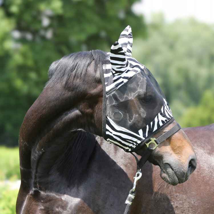 MOSKITIERA MASKA DLA KONIA PRZECIW OWADOM NA MUCHY Z USZAMI PONY
