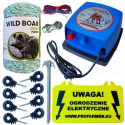 OGRODZENIE ELEKTRYCZNE NA DZIKI BYDŁO KOMPLETNY ZESTAW