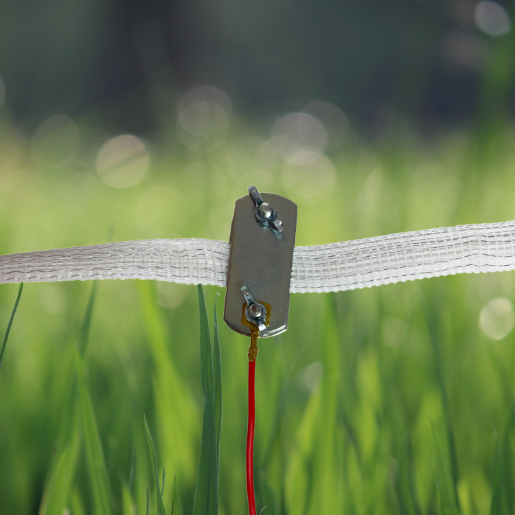 ŁĄCZNIK TAŚM DRUTÓW Z PRZEWODE DO OGRODZENIA ELEKTRYCZNEGO