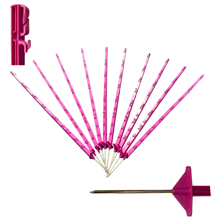 40x SŁUPEK RÓŻOWY DO OGRODZENIA ELEKTRYCZNEGO PALIK DO PASTUCHA 154CM