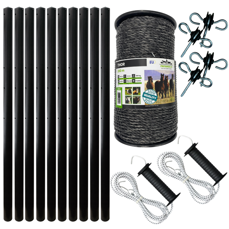Zestaw lonżownik dla koni ze słupków equisafe