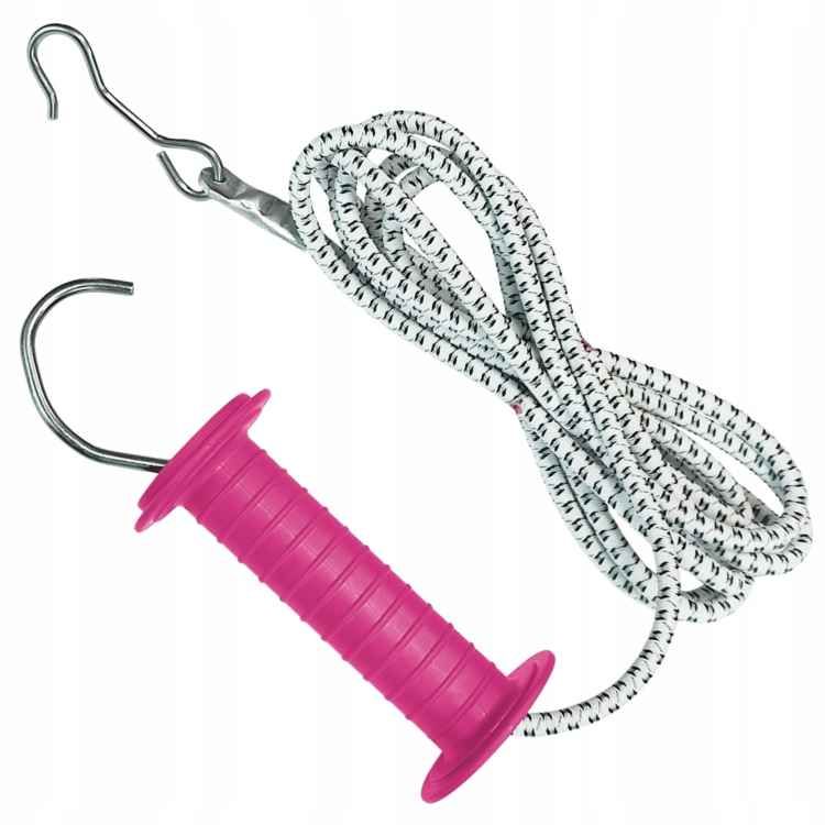 Uchwyt bramowy z gumą różowy dla koni