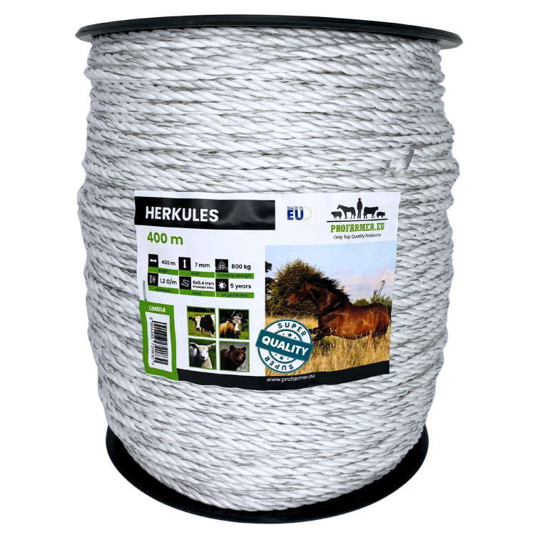 GRUBA LINA DO OGRODZENIA PADOKU PASTWISKA 7MM 400M