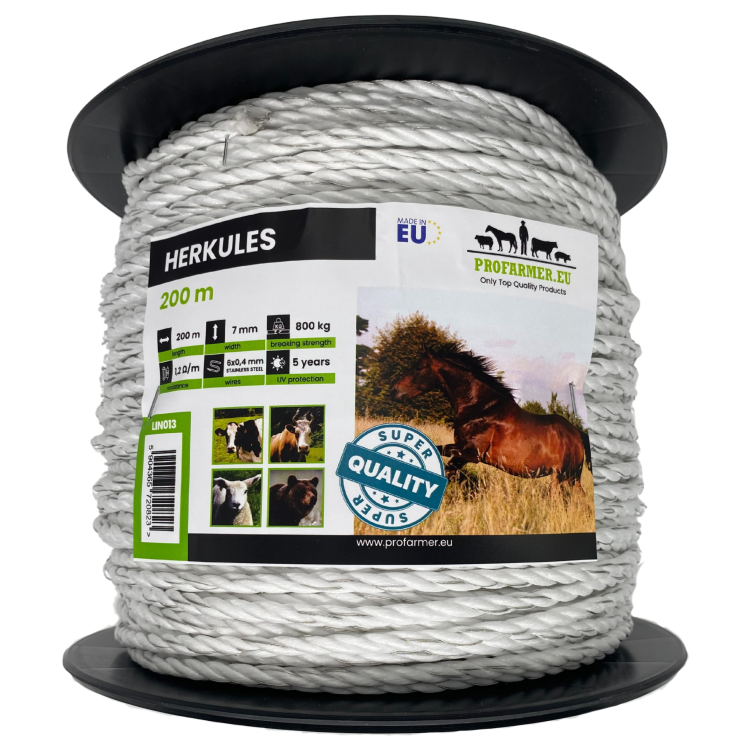 Plecionka linka do pastucha elektrycznego ogrodzenia 200m 7mm