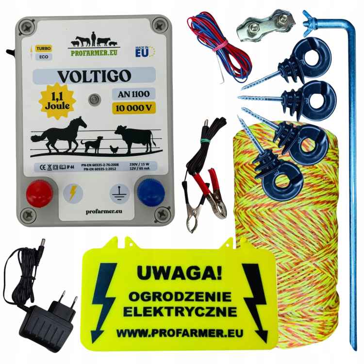 Komplet do ogrodzenia elektrycznego elektryzator plecionka izolatroy