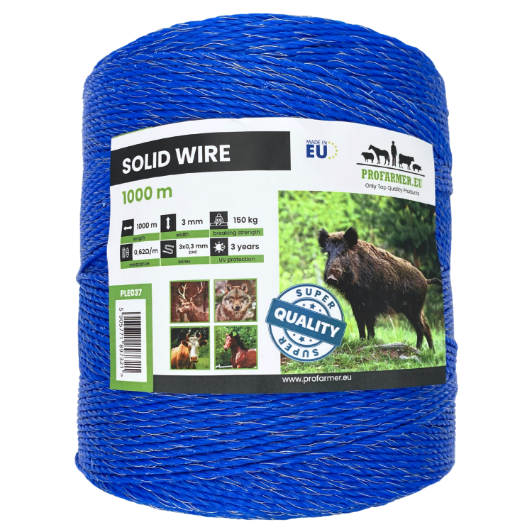 GRUBA PLECIONKA LINKA LINA DO PASTUCHA ELEKTRYCZNEGO 3 mm 1000m