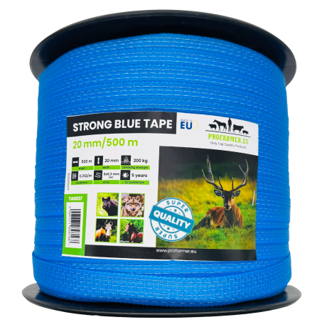 Przejdź do produktu Taśma do pastucha elektrycznego 20mm - 500m niebieska STRONG BLUE