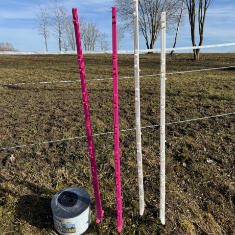 Przejdź do produktu Słupki do pastucha elektrycznego 154 cm BIAŁE paliki dla koni PREMIUM – 40 szt