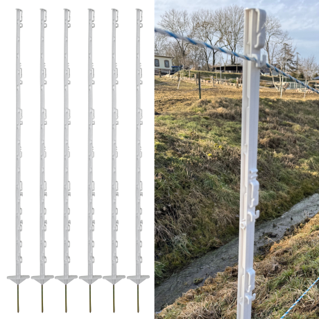 Przejdź do produktu Słupki do pastucha elektrycznego 154 cm BIAŁE paliki dla koni PREMIUM – 40 szt