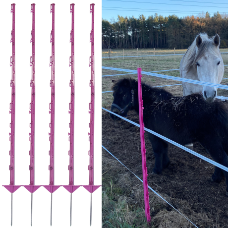 Przejdź do produktu Słupki do pastucha elektrycznego 154 cm RÓŻOWE paliki dla koni PREMIUM – 20 szt