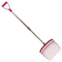 Różowe widły z trzonkiem do sprzątania