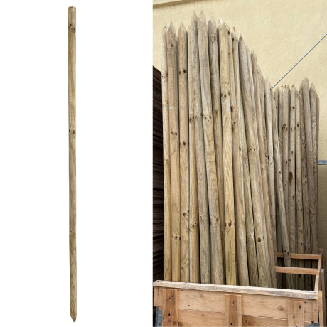 Przejdź do produktu Słupek drewniany sosnowy 2 m × Ø5 cm – impregnowany ciśnieniowo